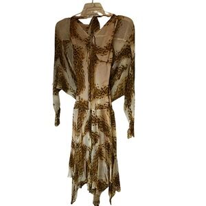 BRAND NEW!! Ice Brown and Cream Sheer Animal-Print Midi Dress and Shrug